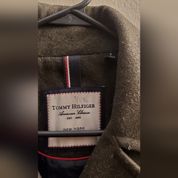 Wool Blend Tommy Hilfiger Double Breasted Peacoat, Women's Small, Olive Green - Picture 5 of 7